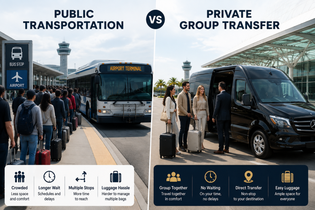 Public Transportation vs Private Group Transfer
